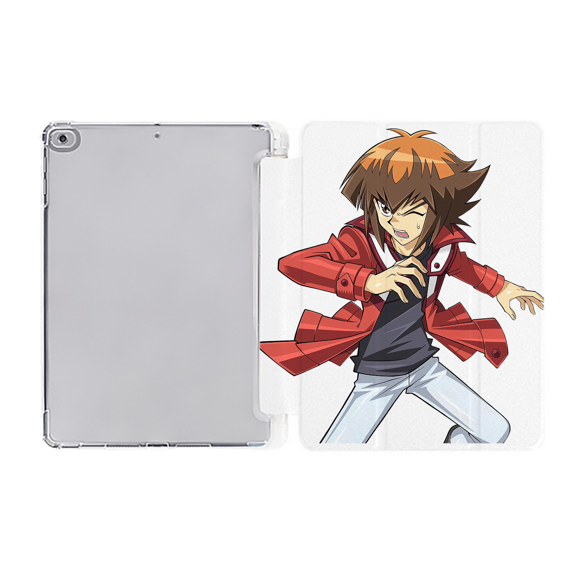 （画像用） 遊☆戯☆王 Yu-Gi-Oh! IPad ケース ペン収納付き 三つ折りスタンド PUレザー×シリコン 対応機種9.5/10.5/10.9インチ